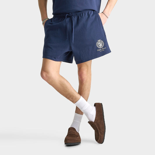 Men's Polo Ralph Lauren Script Crest Logo 5" Jersey Shorts - Newport Navy