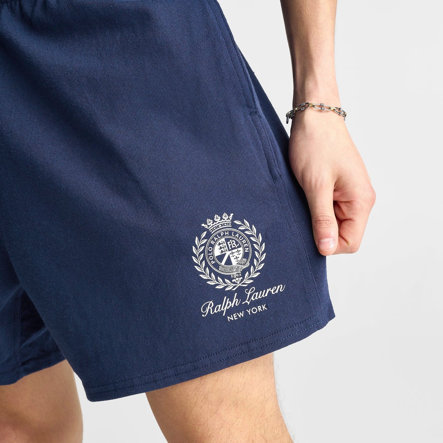 Men's Polo Ralph Lauren Script Crest Logo 5" Jersey Shorts - Newport Navy