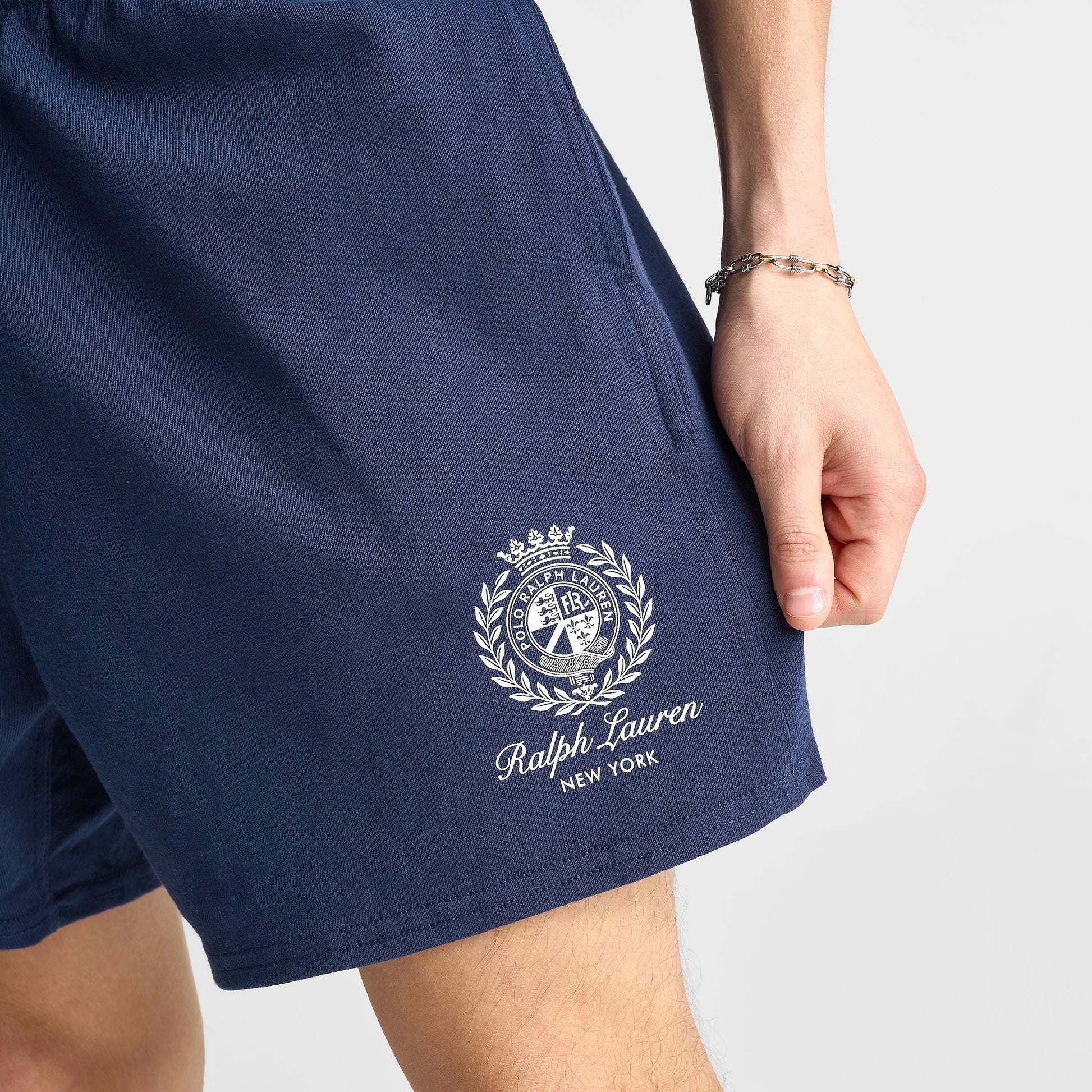Men's Polo Ralph Lauren Script Crest Logo 5" Jersey Shorts - Newport Navy