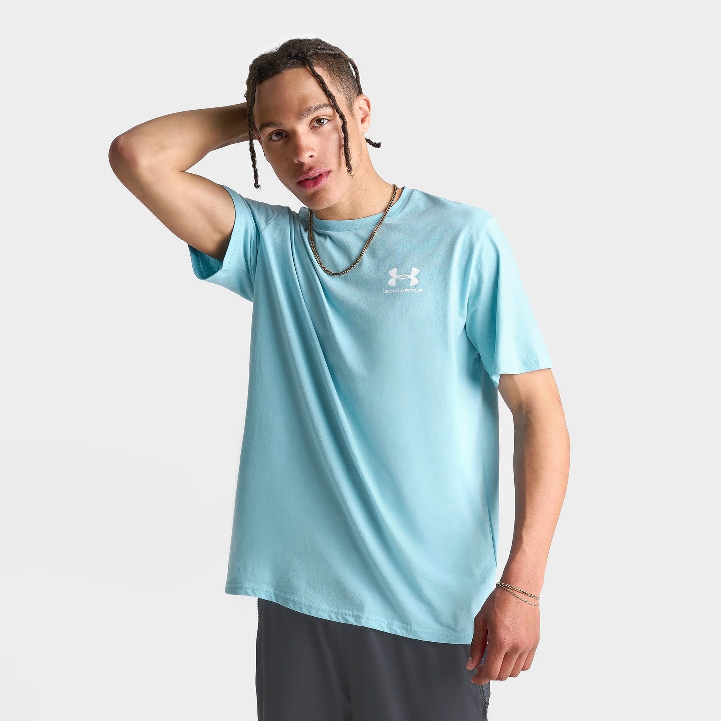 Men's Under Armour Sportstyle Logo T-Shirt - Blue Haze/White