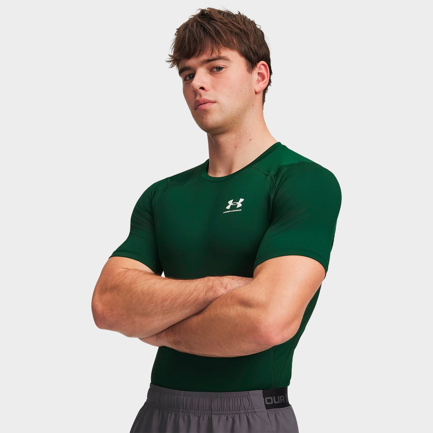 Men's Under Armour HeatGear® Short-Sleeve Training Top - Forest Green/White