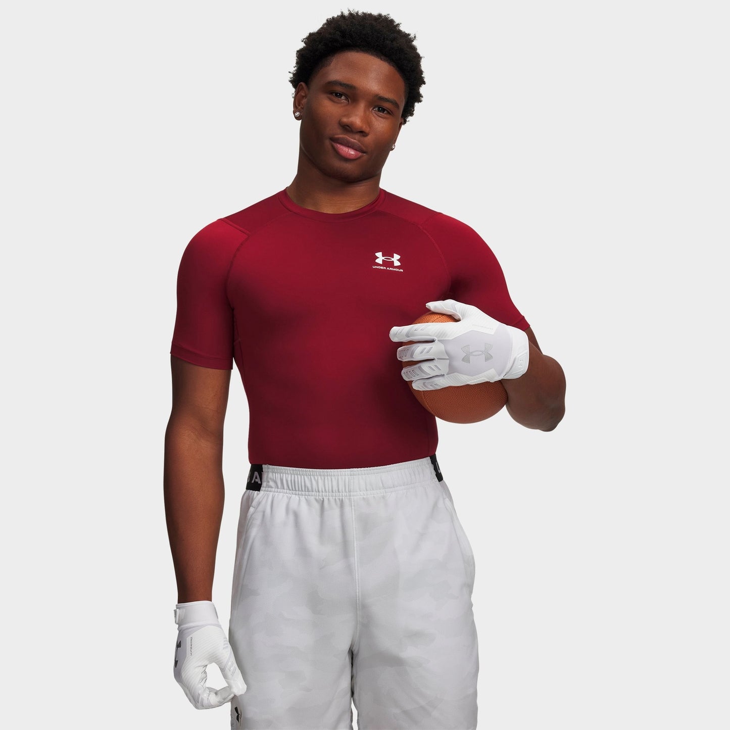 Men's Under Armour HeatGear® Short-Sleeve Training Top - Cardinal/White