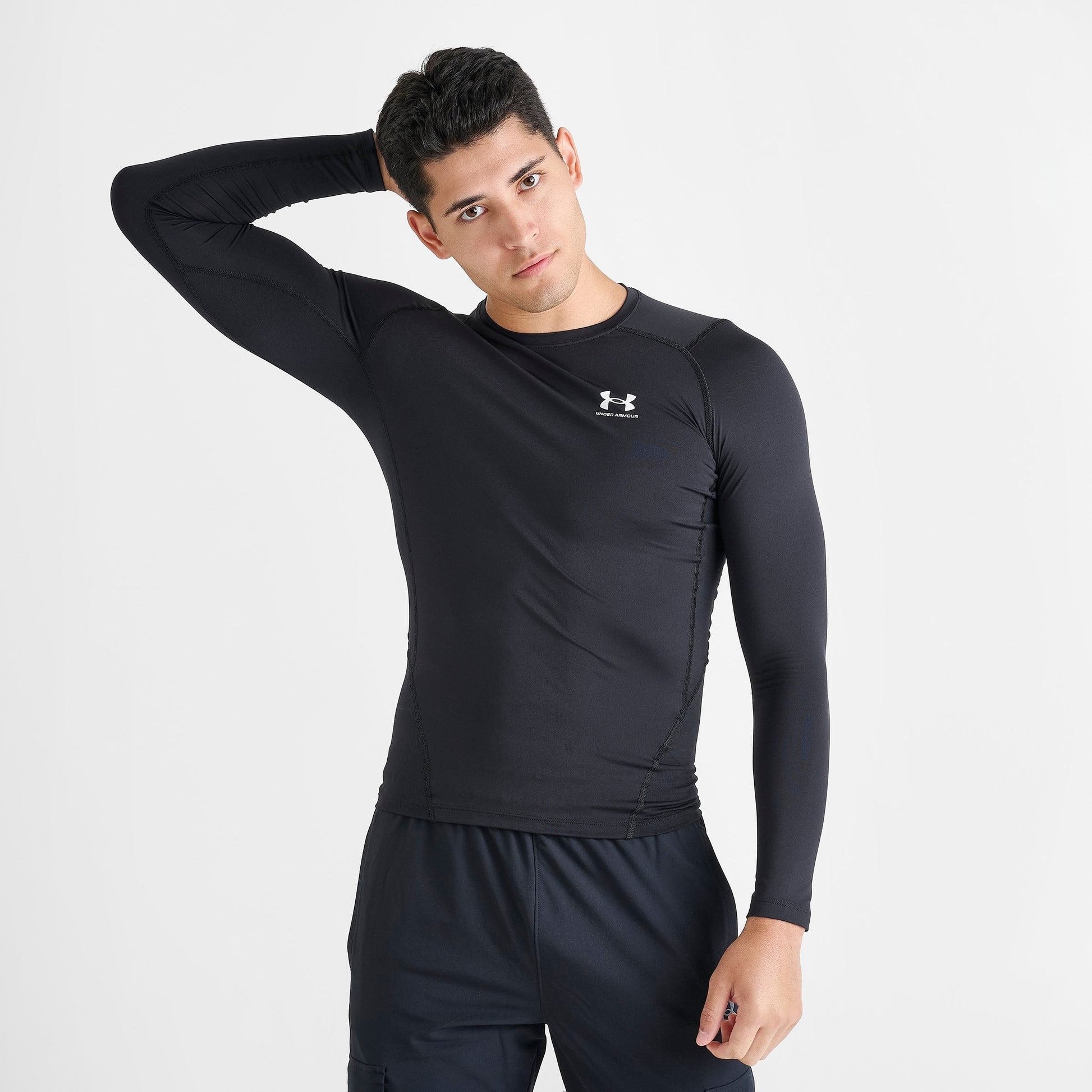 Men's Under Armour HeatGear® Long-Sleeve Training Top - Black/White