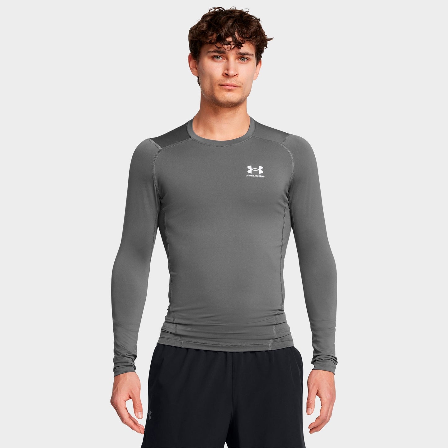 Men's Under Armour HeatGear® Long-Sleeve Training Top - Castlerock/White