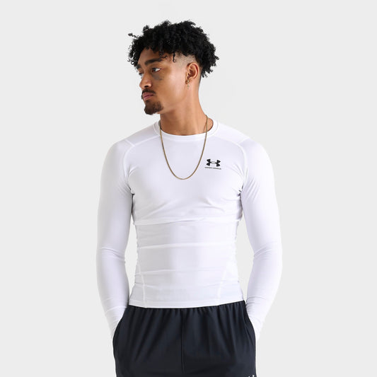 Men's Under Armour HeatGear® Long-Sleeve Training Top - White/Black
