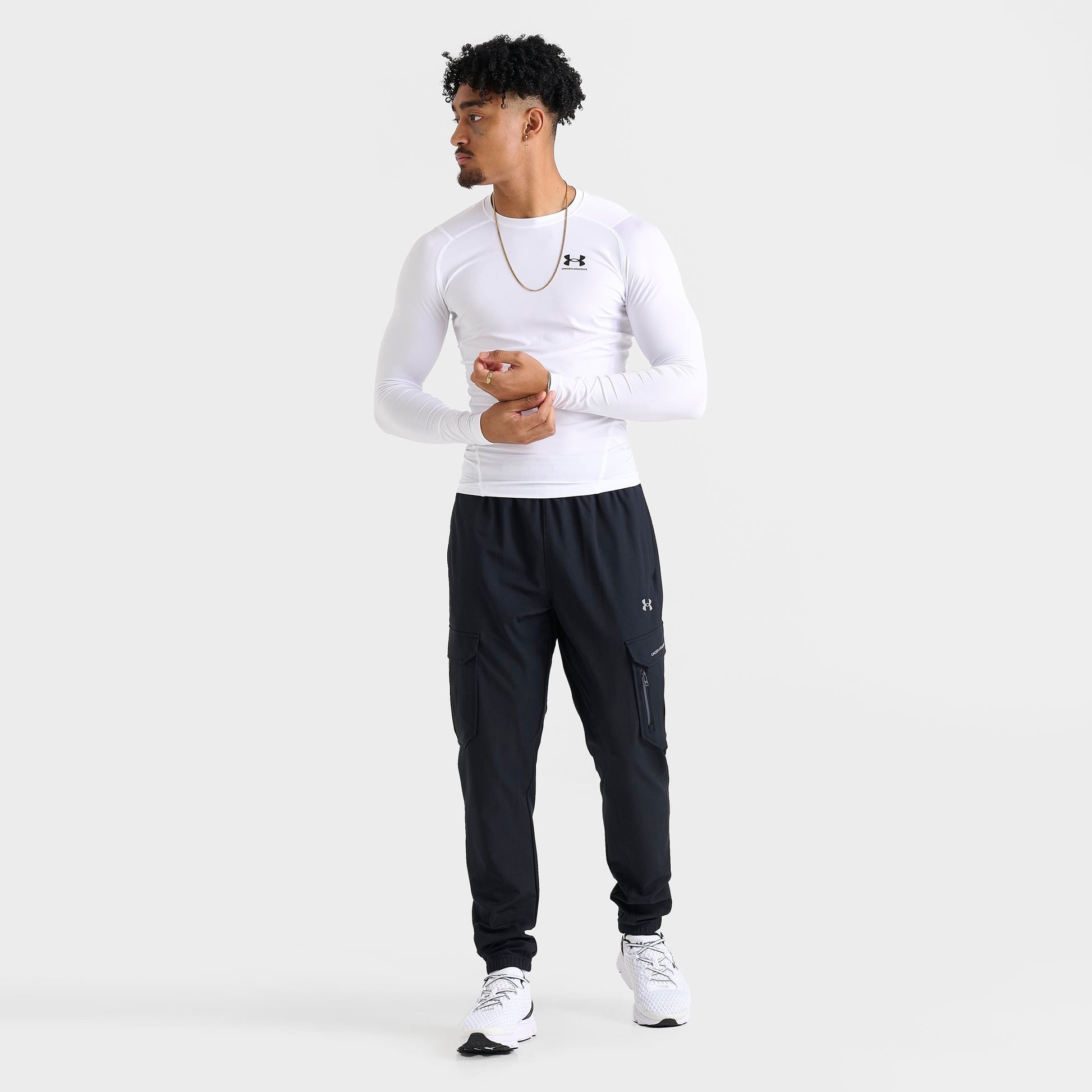 Men's Under Armour HeatGear® Long-Sleeve Training Top - White/Black