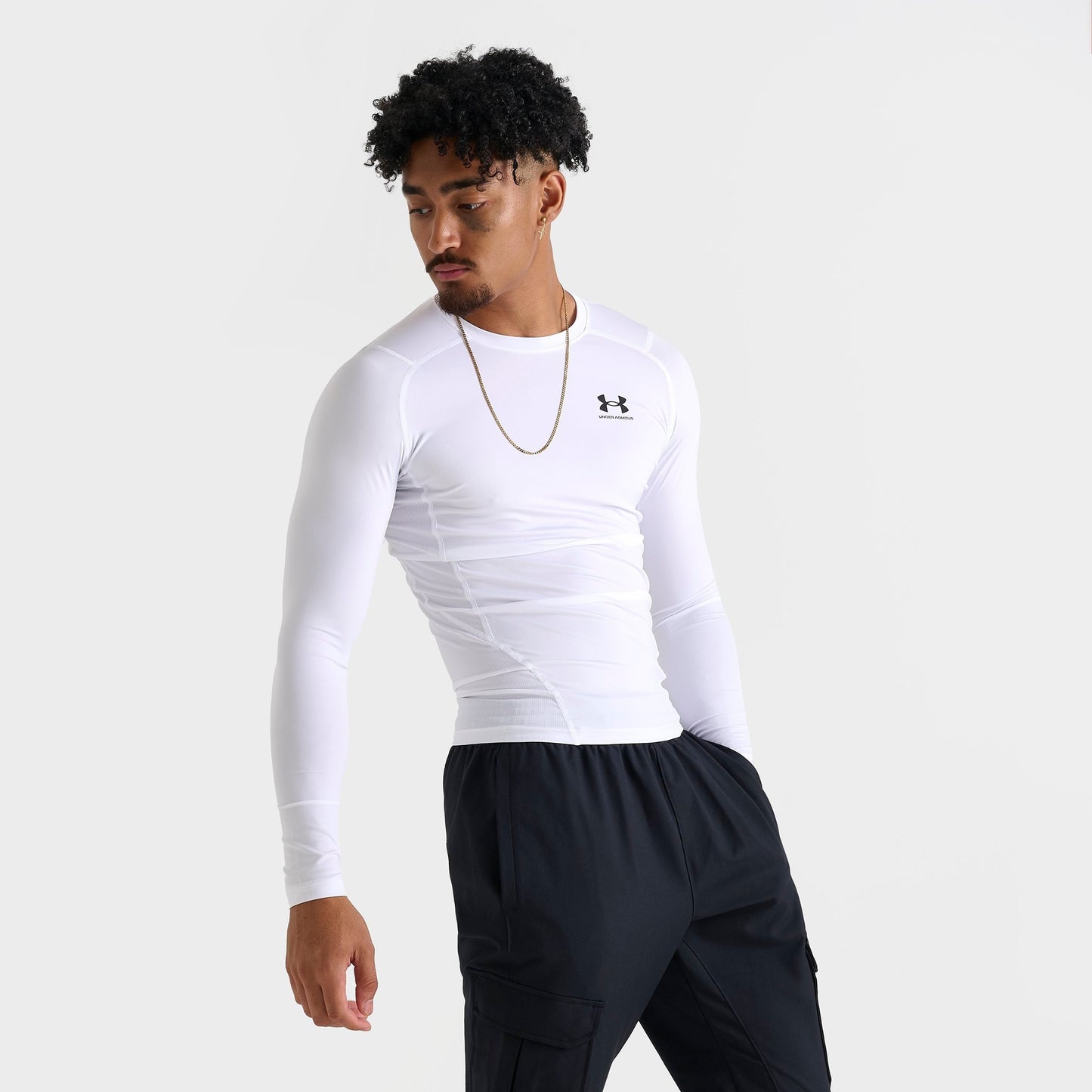 Men's Under Armour HeatGear® Long-Sleeve Training Top - White/Black