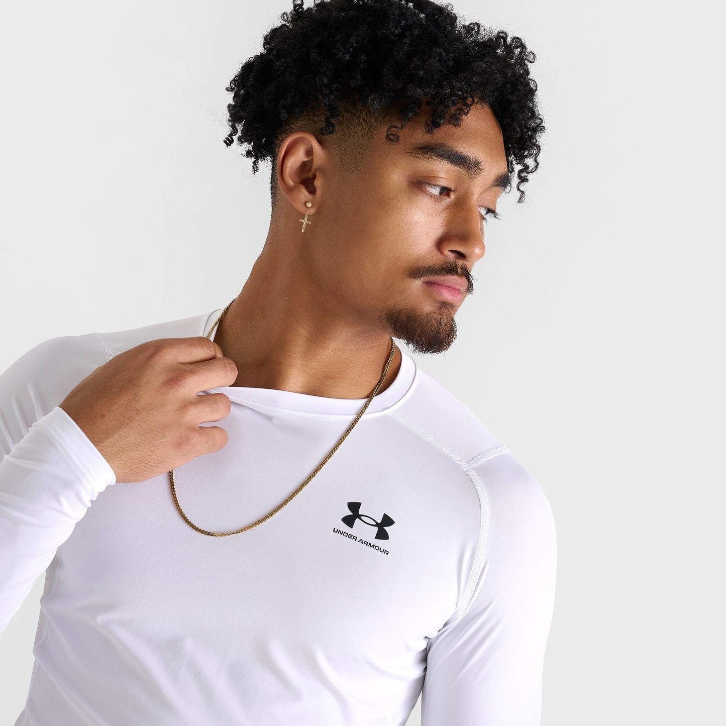 Men's Under Armour HeatGear® Long-Sleeve Training Top - White/Black
