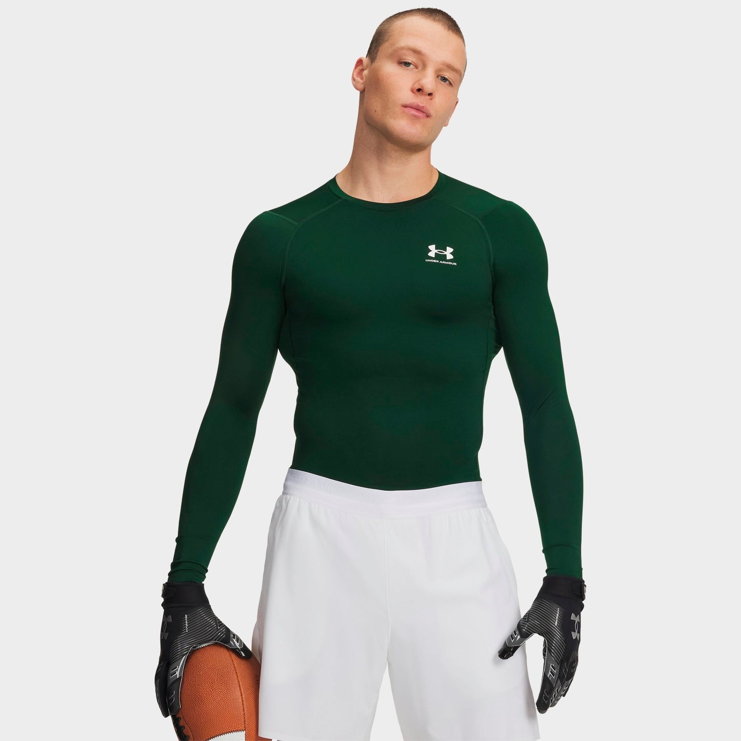 Men's Under Armour HeatGear® Long-Sleeve Training Top - Forest Green/White