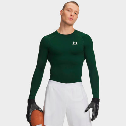 Men's Under Armour HeatGear® Long-Sleeve Training Top - Forest Green/White
