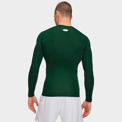 Men's Under Armour HeatGear® Long-Sleeve Training Top - Forest Green/White
