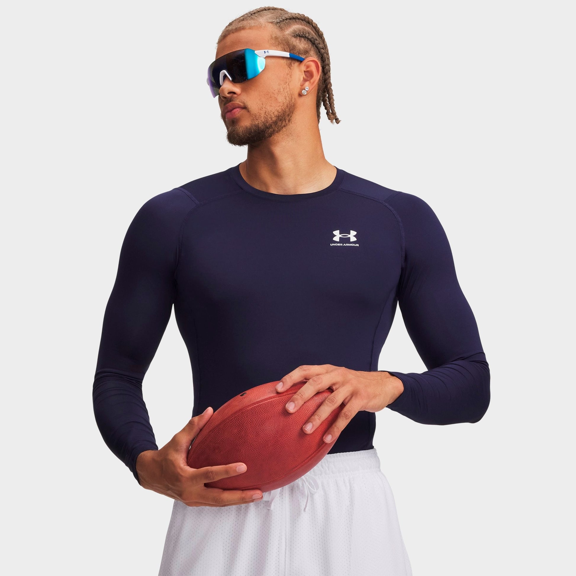 Men's Under Armour HeatGear® Long-Sleeve Training Top - Midnight Navy/White