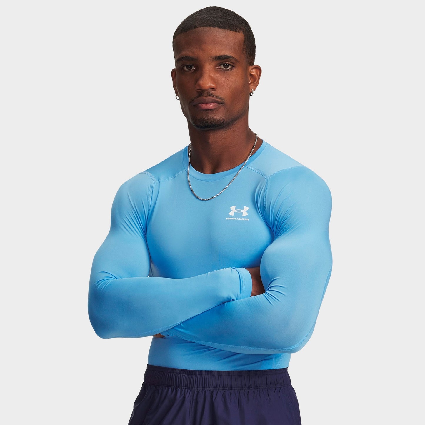 Men's Under Armour HeatGear® Long-Sleeve Training Top - Carolina Blue/White