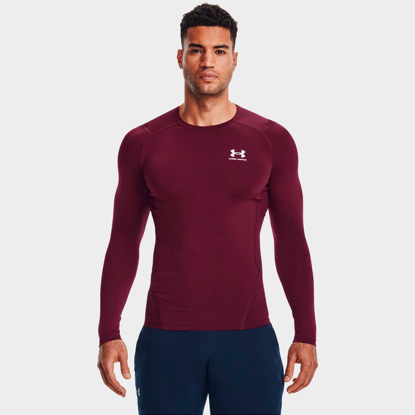 Men's Under Armour HeatGear® Long-Sleeve Training Top - Maroon/White