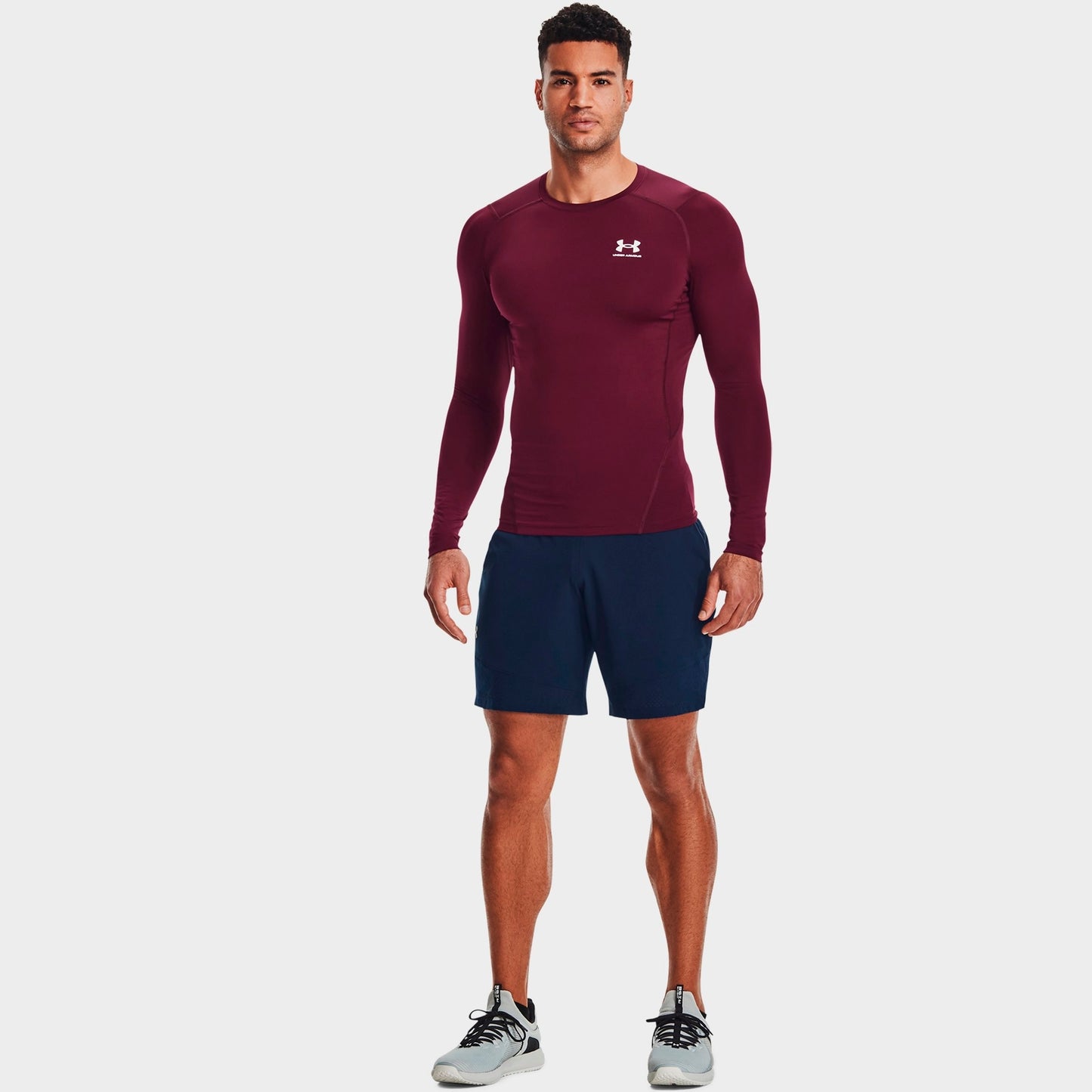 Men's Under Armour HeatGear® Long-Sleeve Training Top - Maroon/White