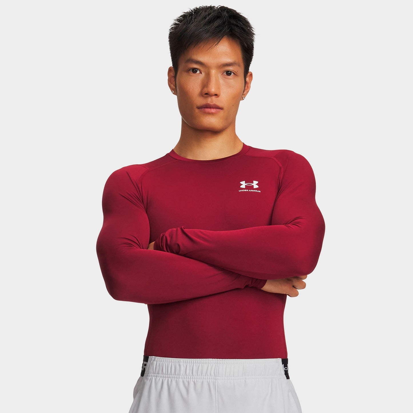 Men's Under Armour HeatGear® Long-Sleeve Training Top - Cardinal/White