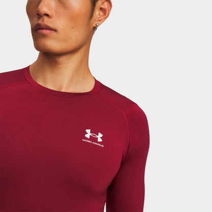 Men's Under Armour HeatGear® Long-Sleeve Training Top - Cardinal/White