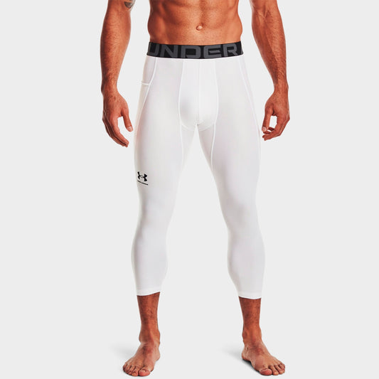 Men's Under Armour HeatGear Three-Quarter Training Leggings - White/Black