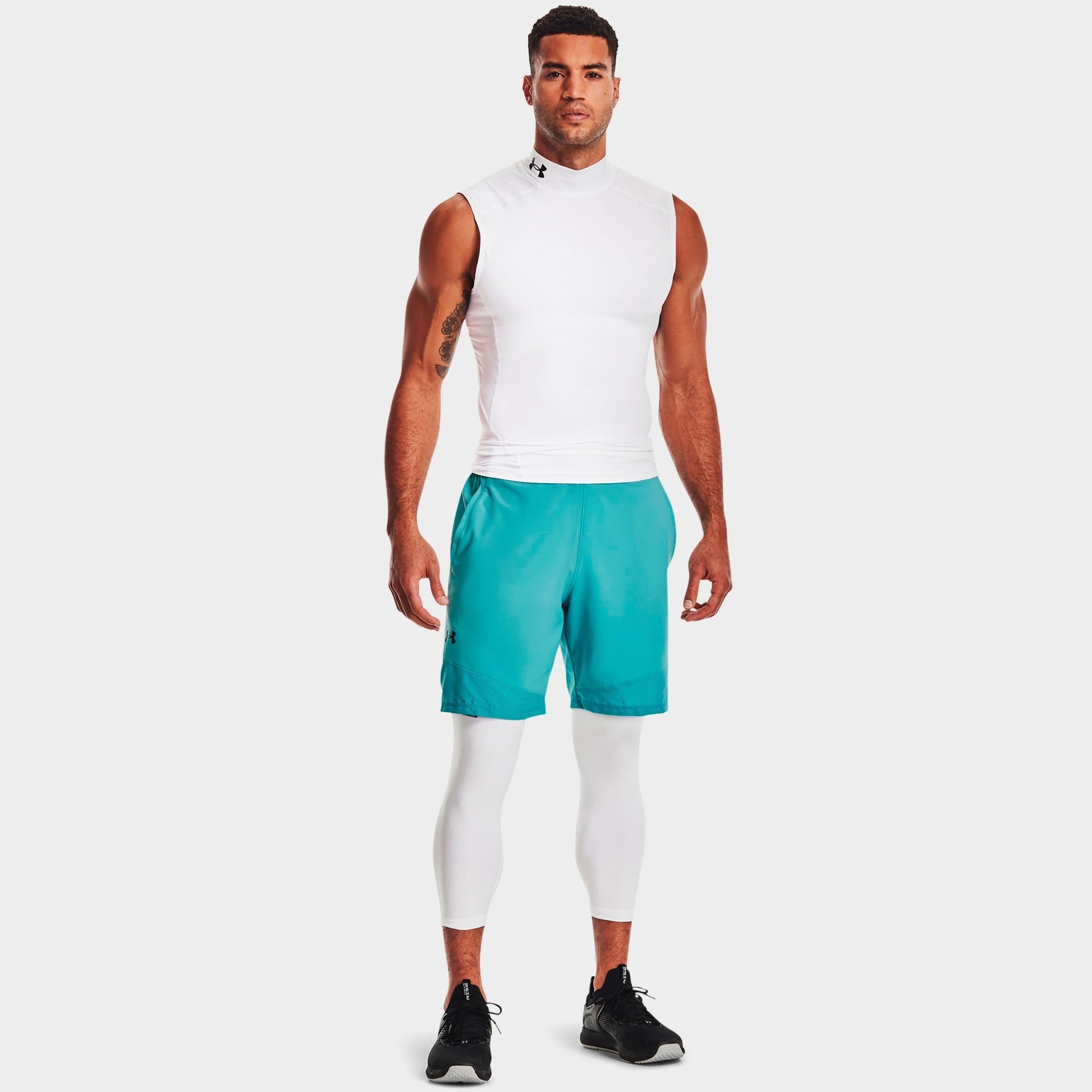 Men's Under Armour HeatGear Three-Quarter Training Leggings - White/Black