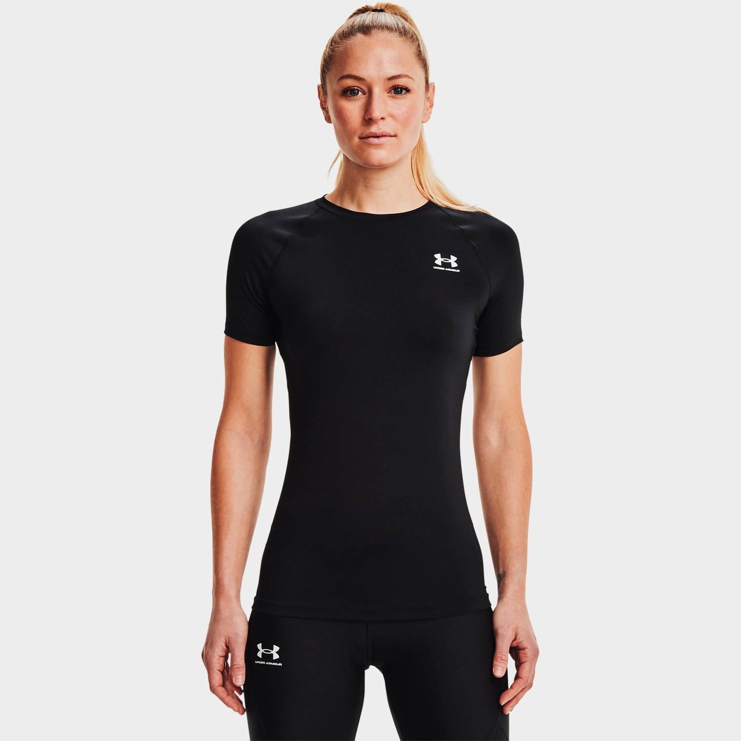 Women's Under Armour HeatGear® Compression Short-Sleeve Training Top - Ultimate Black/White