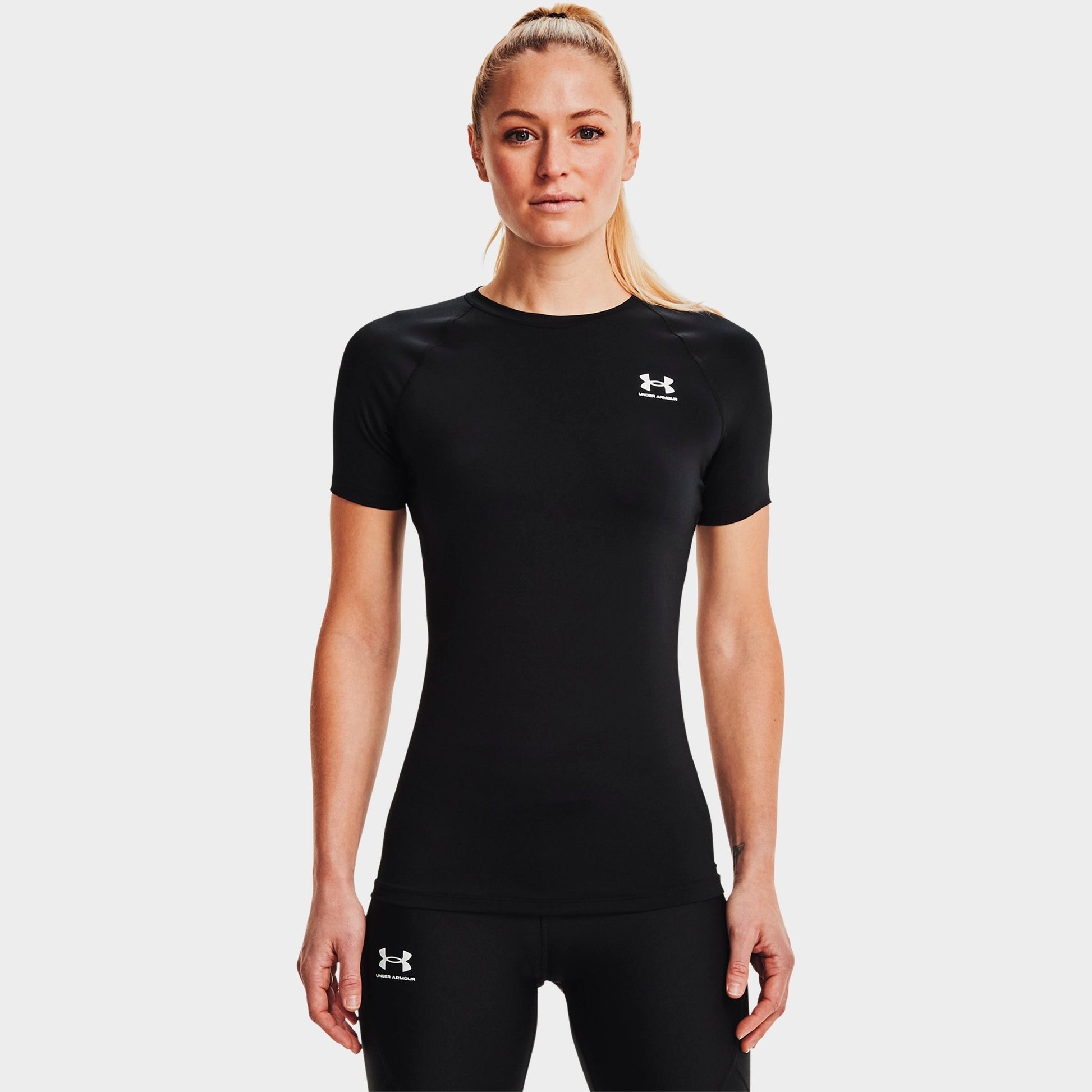 Women's Under Armour HeatGear® Compression Short-Sleeve Training Top - Ultimate Black/White