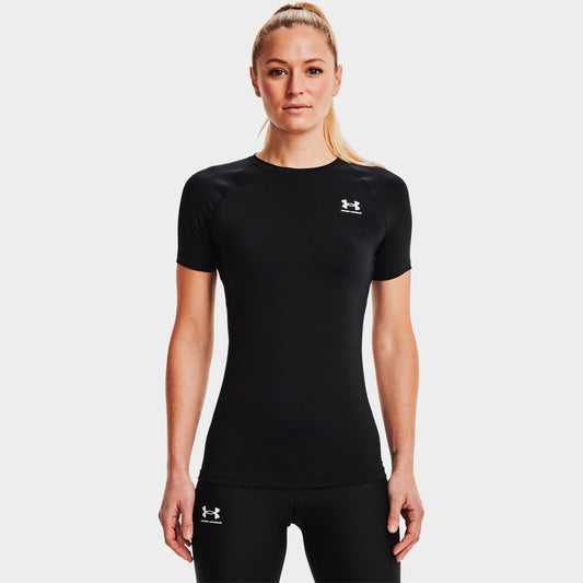 Women's Under Armour HeatGear® Compression Short-Sleeve Training Top - Ultimate Black/White