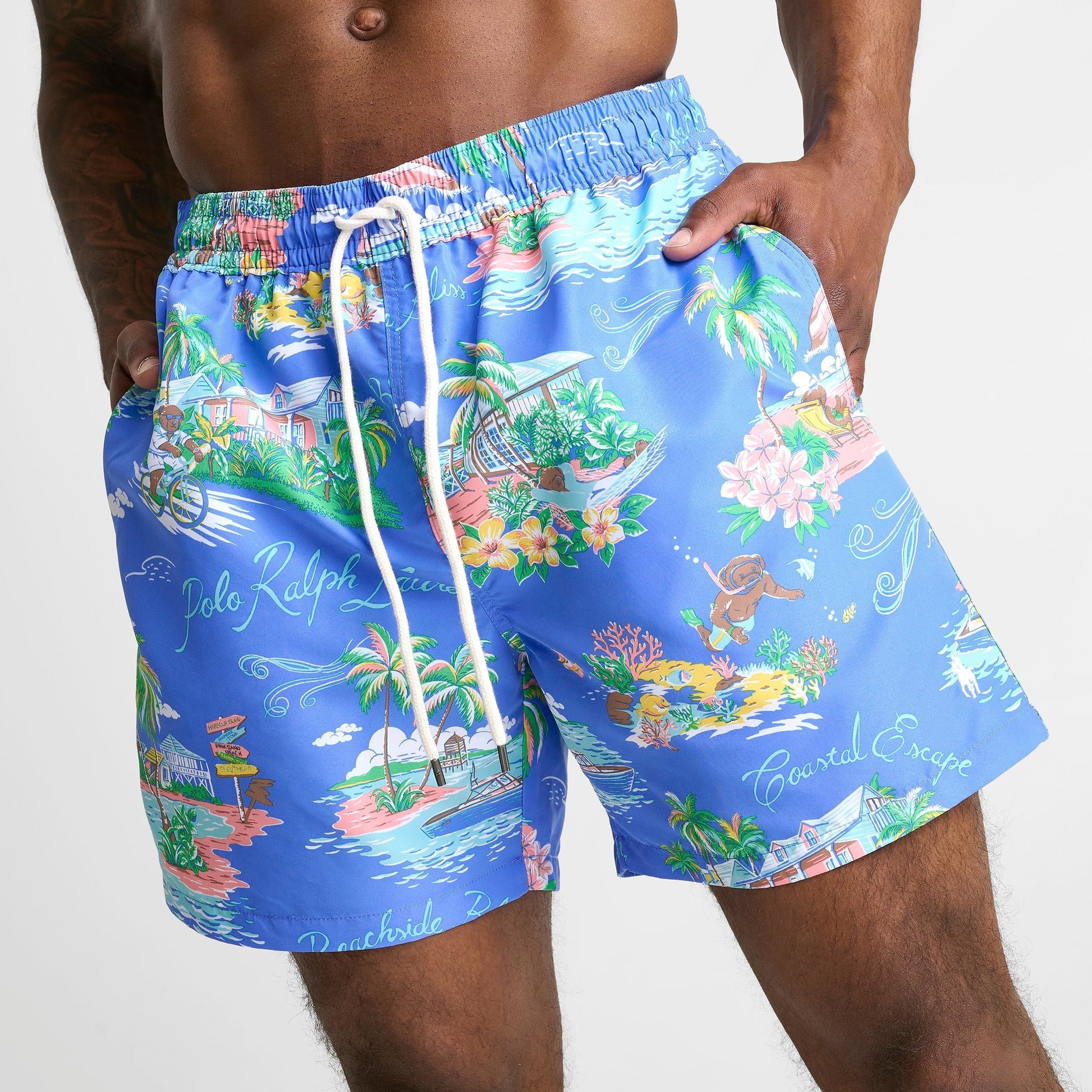 Men's Polo Ralph Lauren Polo Bear Traveler Swim Shorts - Bahamas Bear Blue