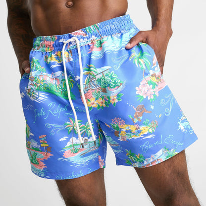 Men's Polo Ralph Lauren Polo Bear Traveler Swim Shorts - Bahamas Bear Blue