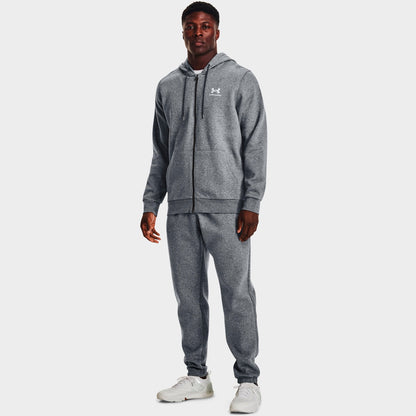 Men's Under Armour Icon Fleece Full-Zip Hoodie - Pitch Grey Medium Heather/White