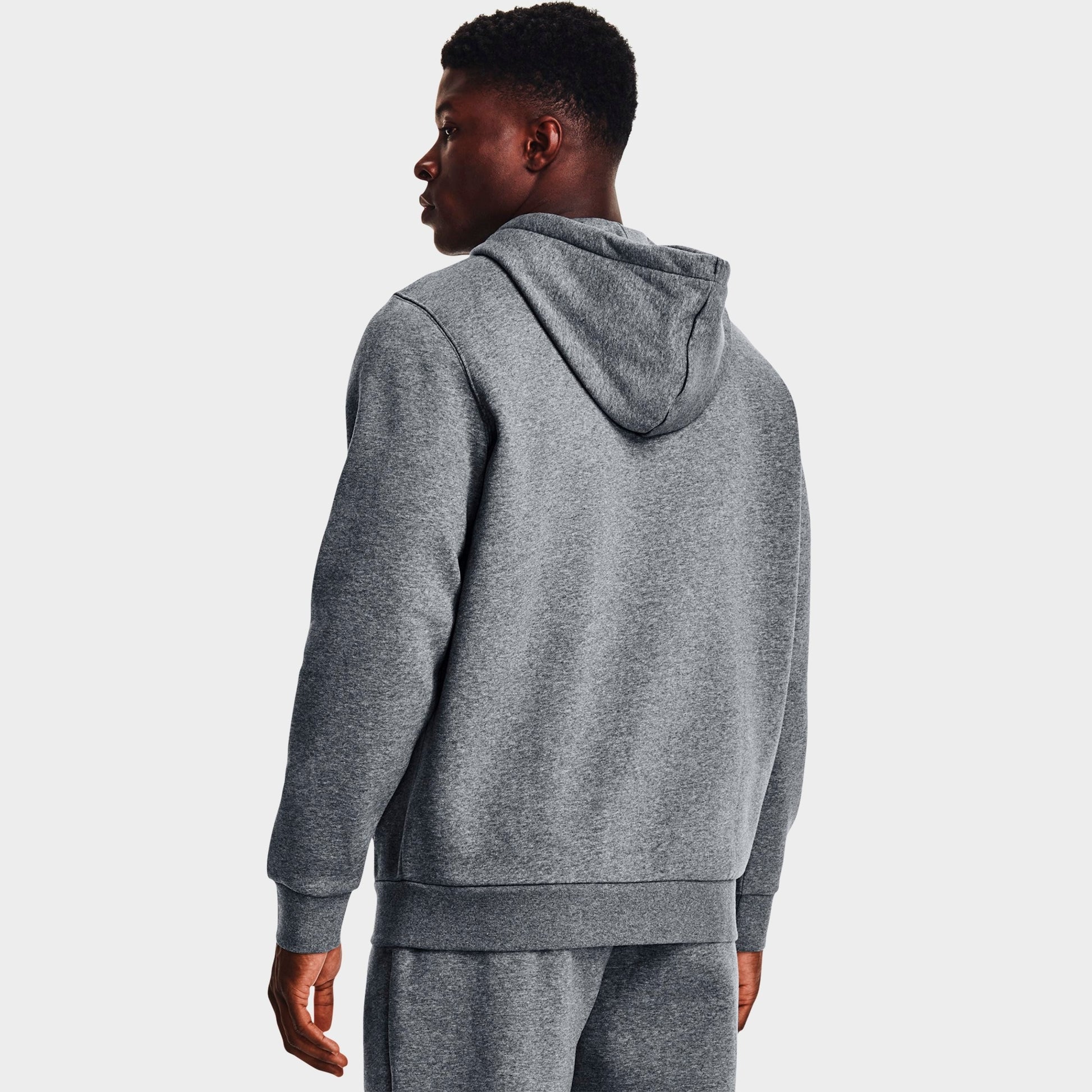 Men's Under Armour Icon Fleece Full-Zip Hoodie - Pitch Grey Medium Heather/White