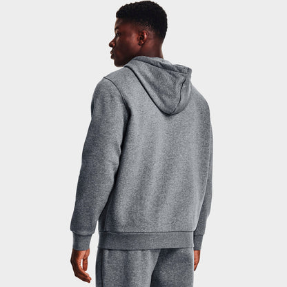 Men's Under Armour Icon Fleece Full-Zip Hoodie - Pitch Grey Medium Heather/White