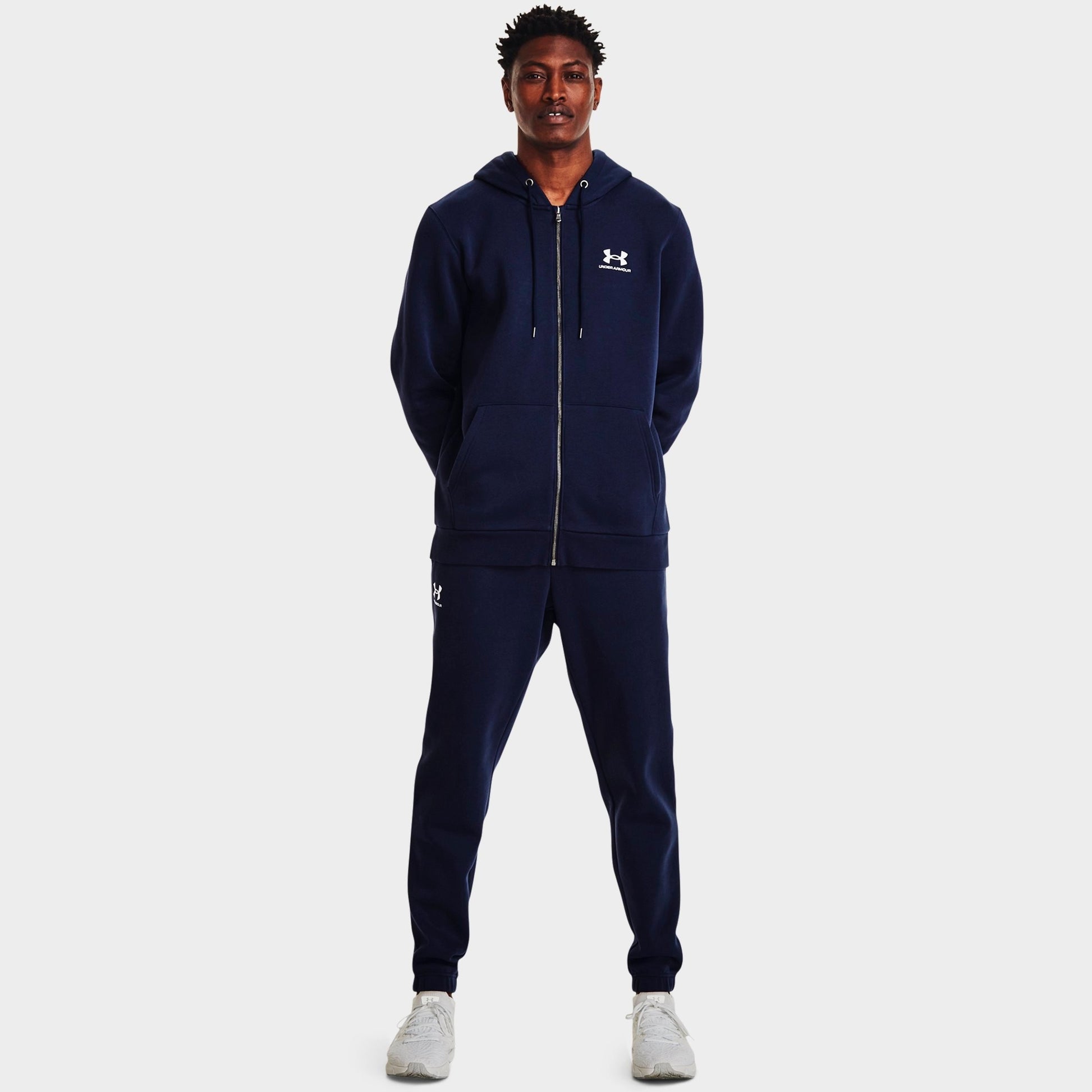Men's Under Armour Icon Fleece Full-Zip Hoodie - Midnight Navy/White