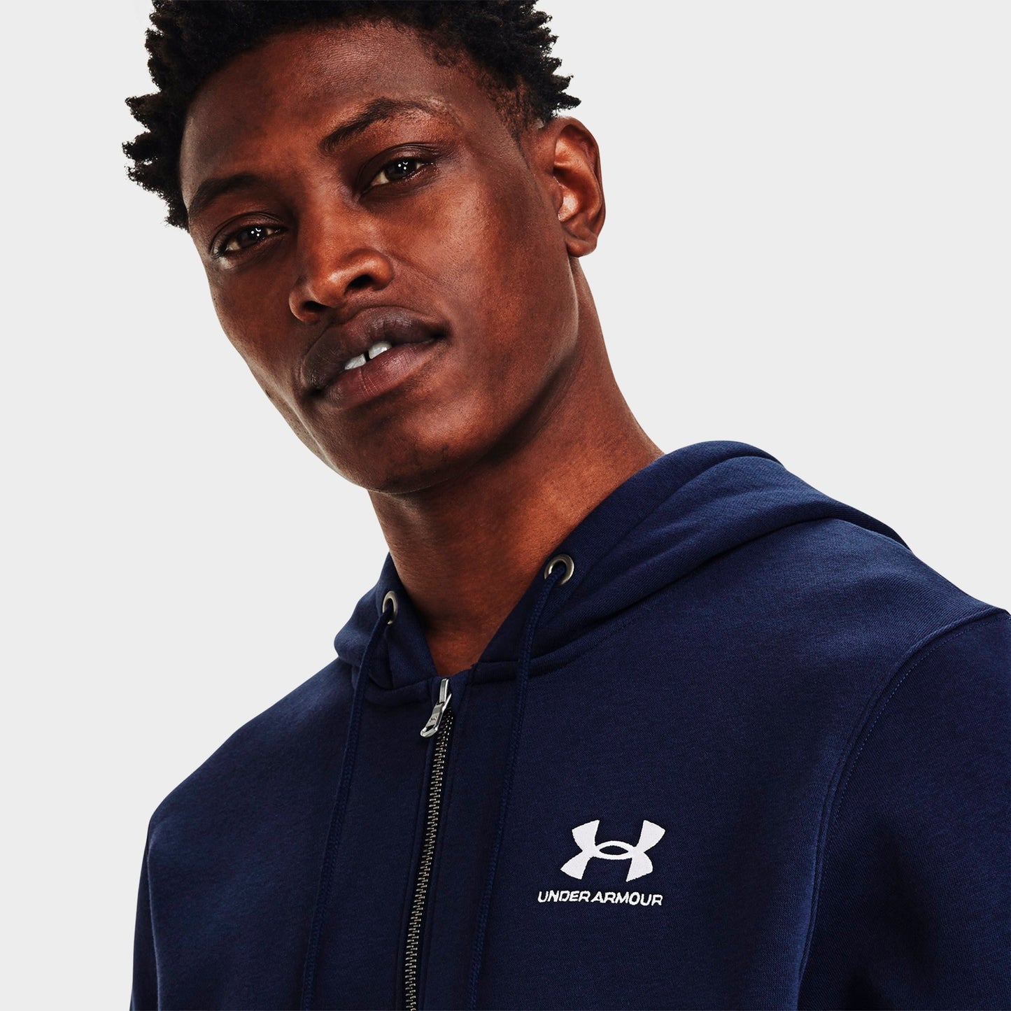 Men's Under Armour Icon Fleece Full-Zip Hoodie - Midnight Navy/White