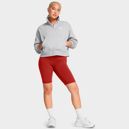 Women's Under Armour Icon Fleece Oversized Half-Zip Sweatshirt - Mod Grey Light Heather/White