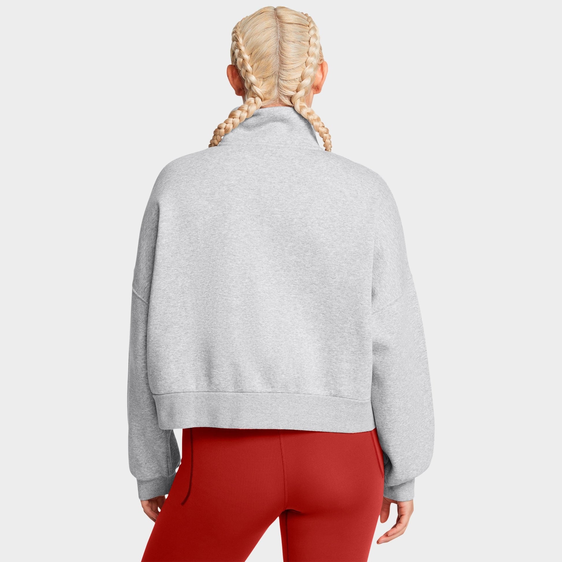 Women's Under Armour Icon Fleece Oversized Half-Zip Sweatshirt - Mod Grey Light Heather/White