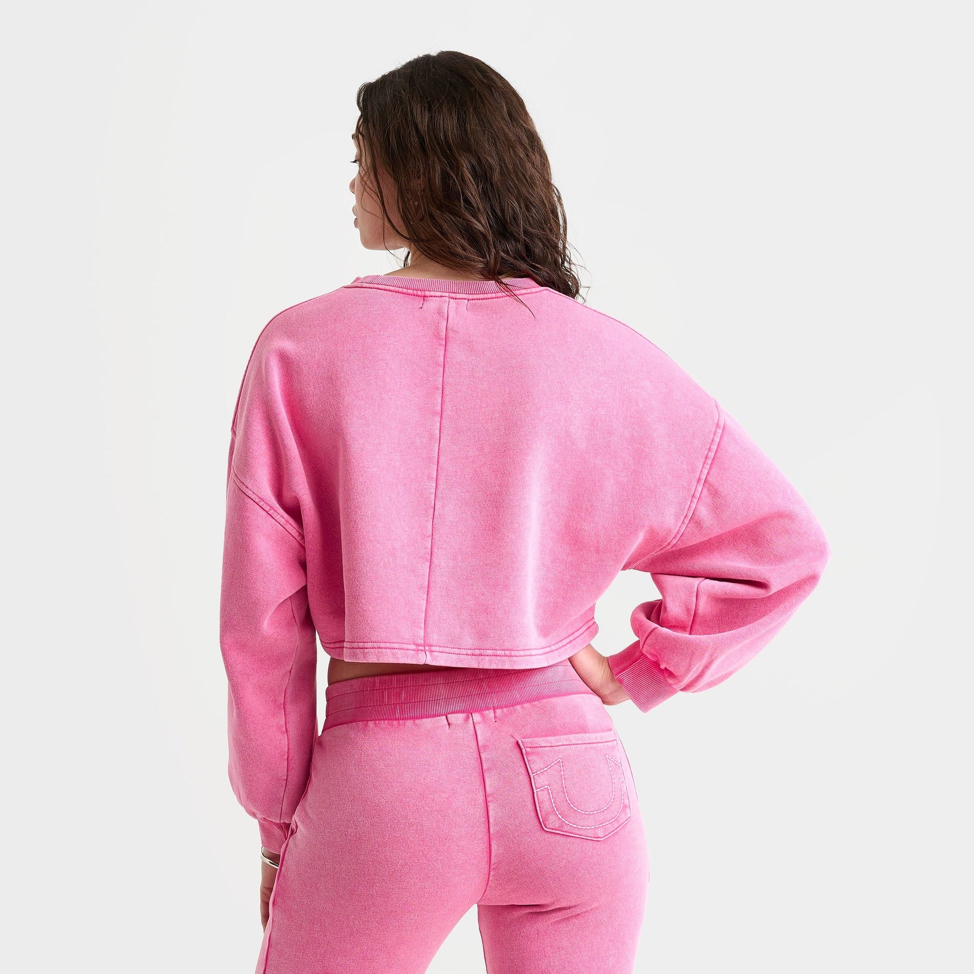 Women's True Religion Washed Heritage Dolman Crewneck Sweatshirt - Hot Pink