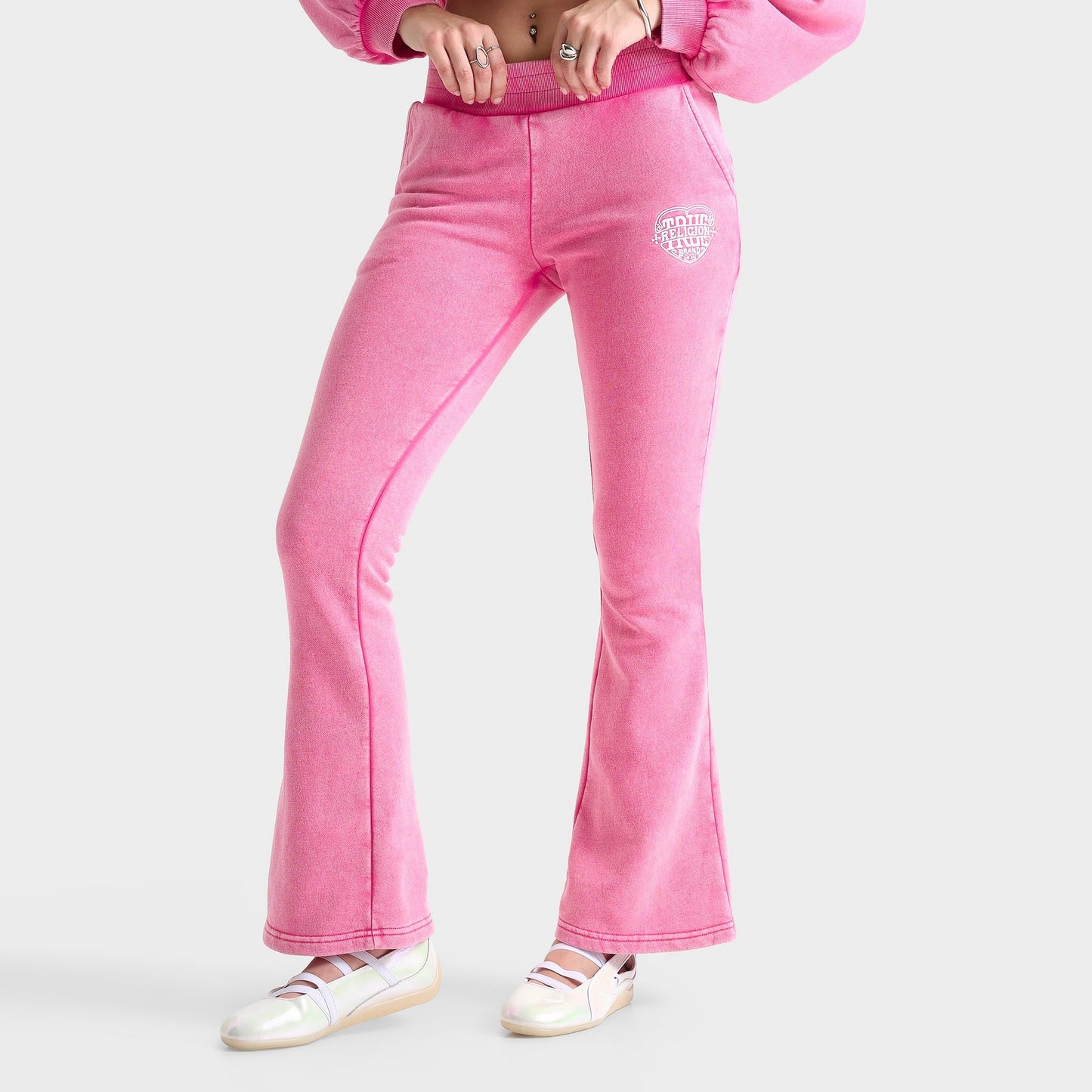 Women's True Religion Washed Heritage Bootcut Jogger Pants - Hot Pink