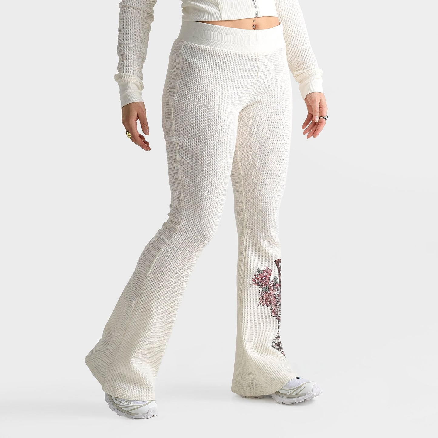 Women's True Religion Waffle Knit Flared Pants - Cream