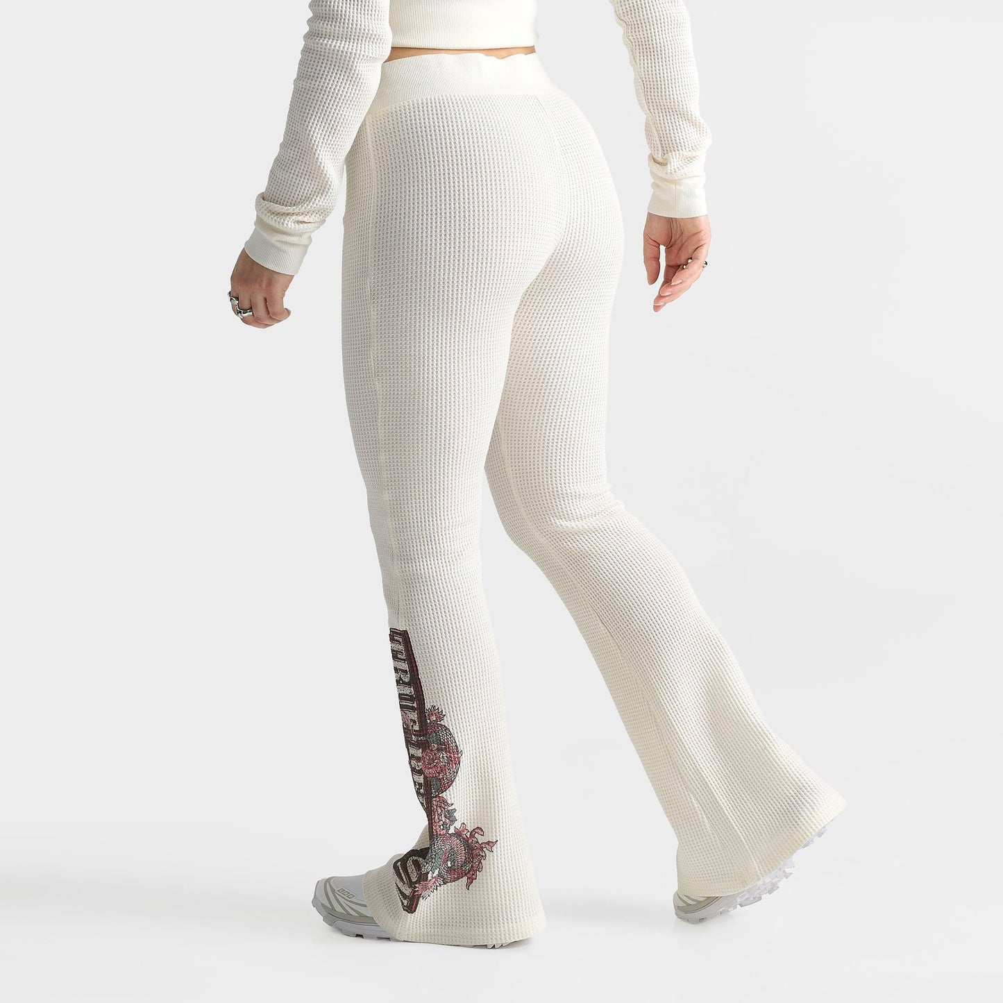 Women's True Religion Waffle Knit Flared Pants - Cream