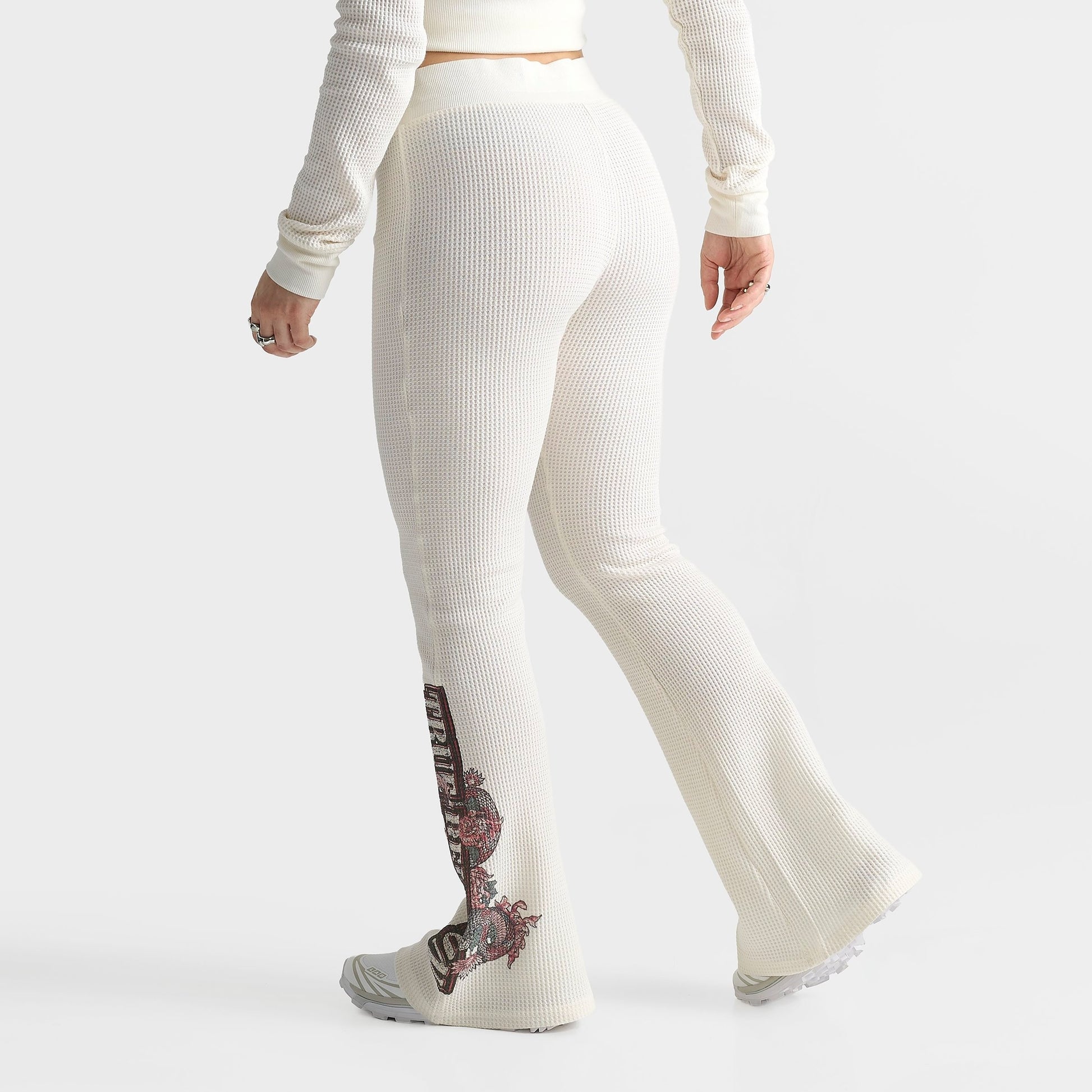 Women's True Religion Waffle Knit Flared Pants - Cream