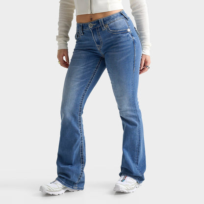 Women's True Religion Becca Big T Tattoo Flap Mid-Rise Bootcut Jeans - Low Tide
