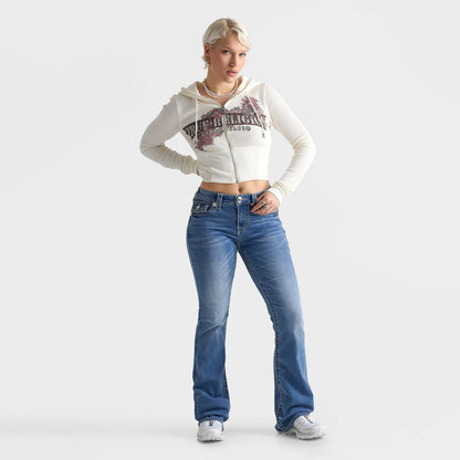 Women's True Religion Becca Big T Tattoo Flap Mid-Rise Bootcut Jeans - Low Tide