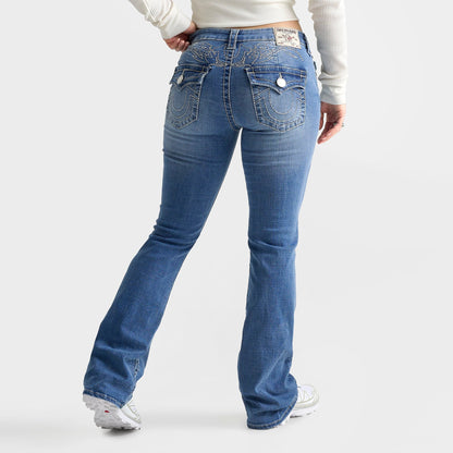 Women's True Religion Becca Big T Tattoo Flap Mid-Rise Bootcut Jeans - Low Tide
