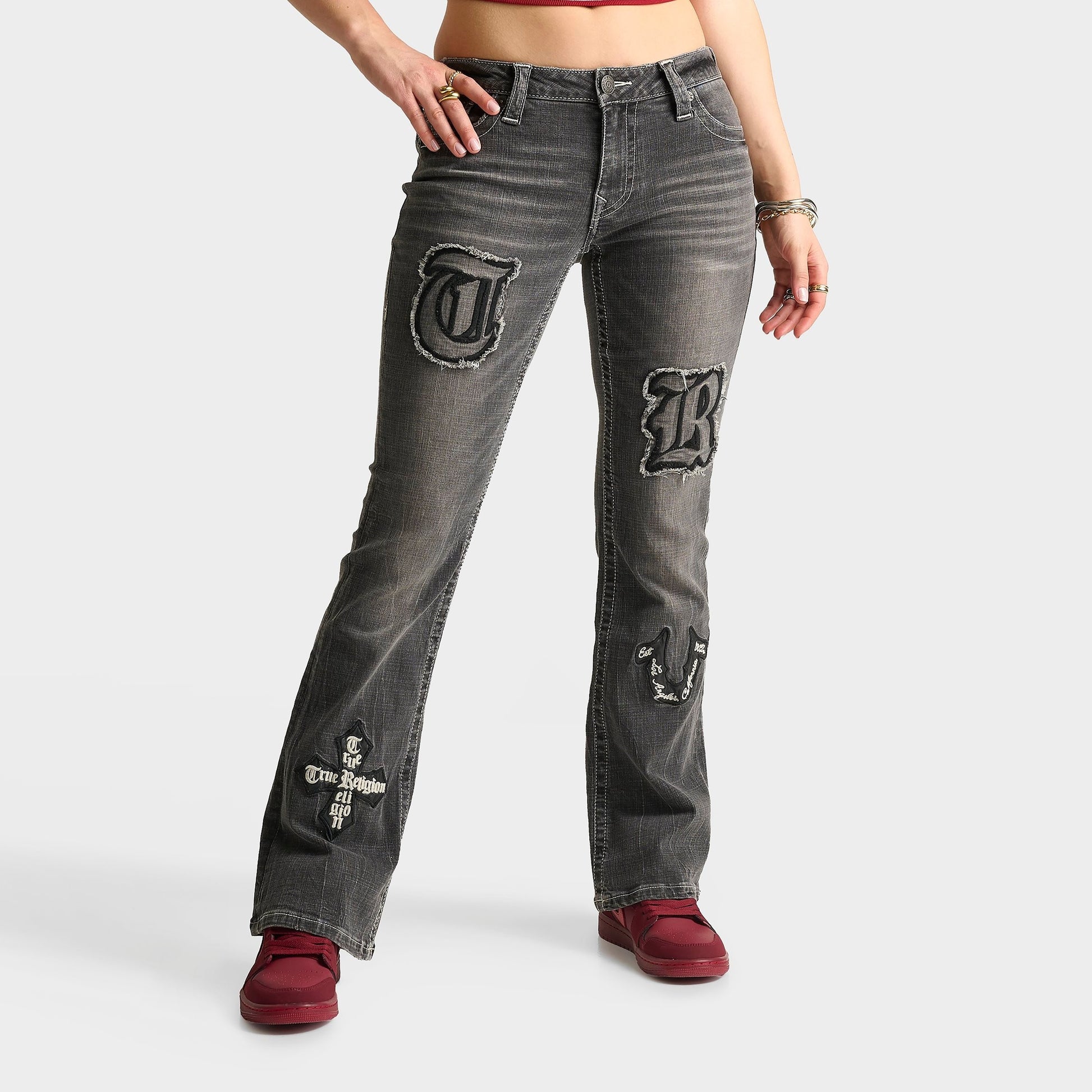 Women's True Religion Becca Appliqué Mid-Rise Bootcut Jeans - Lush Glow