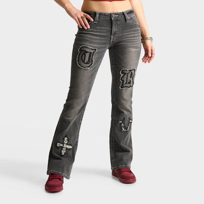 Women's True Religion Becca Appliqué Mid-Rise Bootcut Jeans - Lush Glow