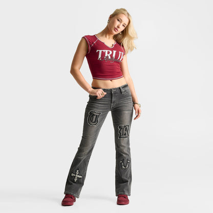 Women's True Religion Becca Appliqué Mid-Rise Bootcut Jeans - Lush Glow