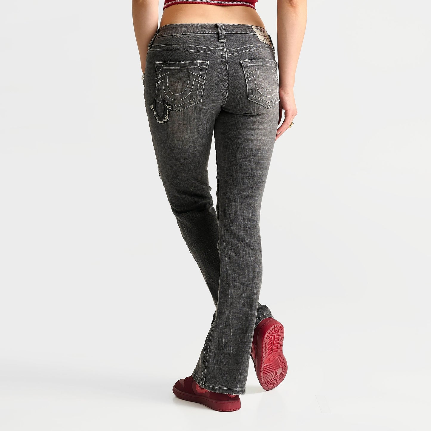 Women's True Religion Becca Appliqué Mid-Rise Bootcut Jeans - Lush Glow