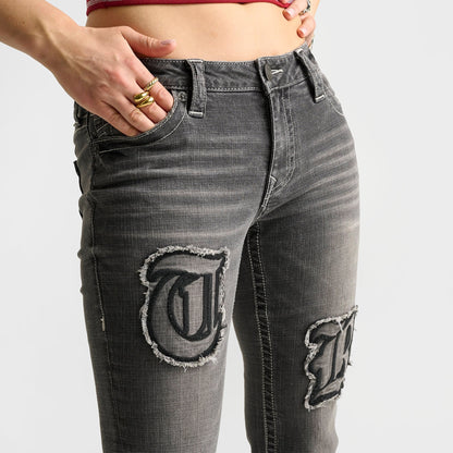 Women's True Religion Becca Appliqué Mid-Rise Bootcut Jeans - Lush Glow
