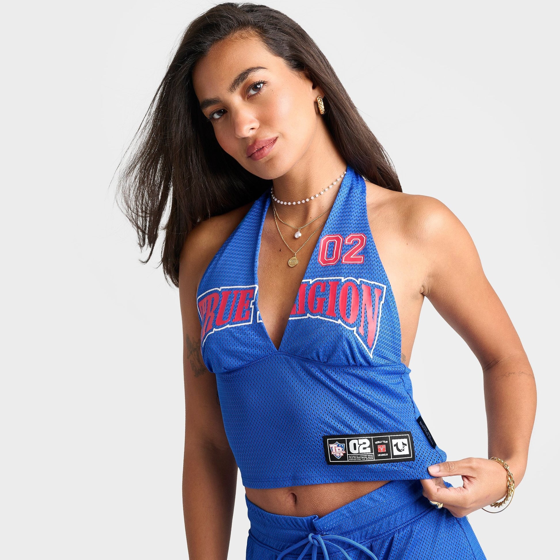 Women's True Religion Printed Sporty Mesh Halter Top - Super Sonic