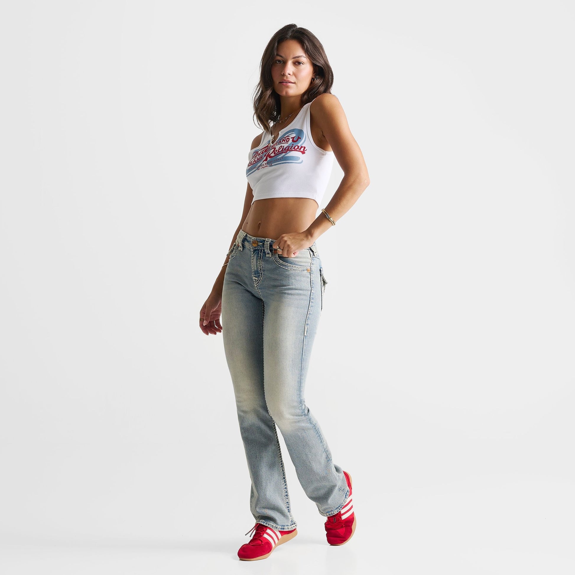 Women's True Religion Rib Notch Tank Top - White